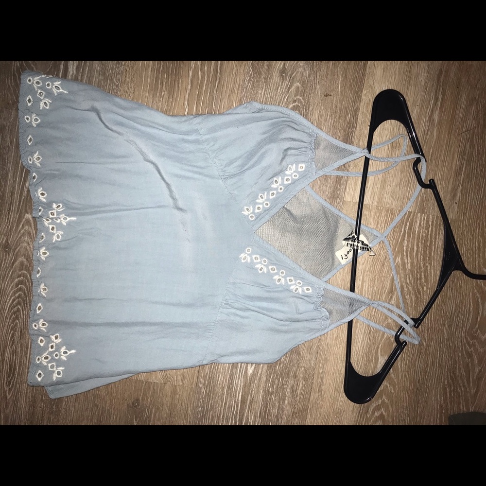 Light blue mesh back spaghetti strap